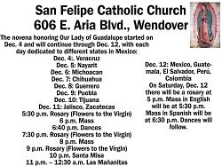 Feast of Our Lady of Guadalupe events