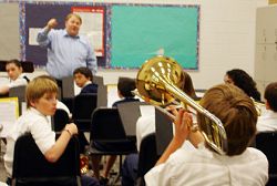 Students hit the high notes in Mr. Faires' band class