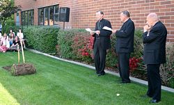 Bishop blesses site for science lab and fine arts wing