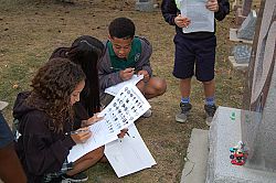 Our Lady of Lourdes Middle School students finds life among the dead at Mount Calvary Cemetery