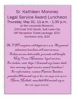 Inaugural Sr. Kathleen Moroney Legal Service Award Luncheon is May 31