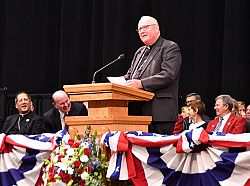 Cardinal Timothy Dolan of New York speaks on religious freedom in Orem