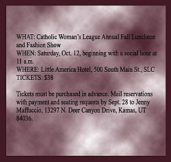 Catholic Woman's League annual luncheon to be Oct. 12