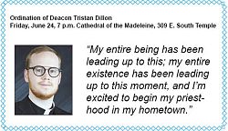 Deacon Tristan Dillon to be ordained to the priesthood